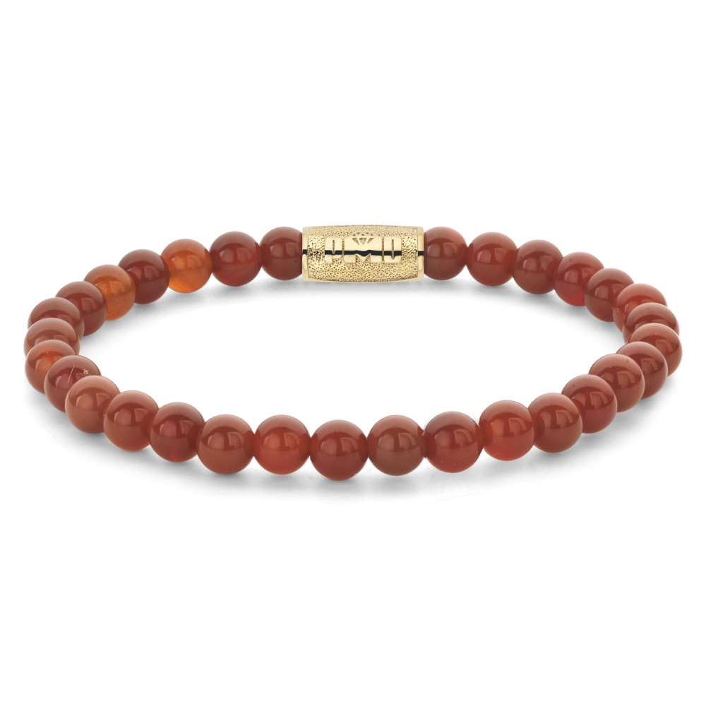 Stones Only - Red Agate gold-coloured PMD - 6mm