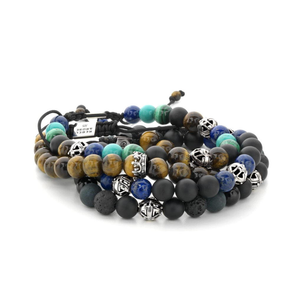 Silverbead - Mix Black Silver Rock - 8mm