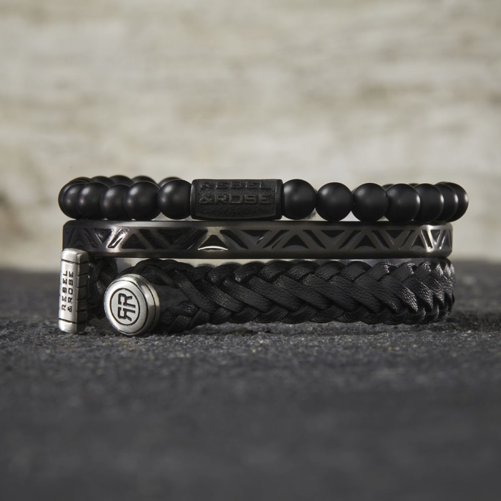 Full Metal Connected in Leather - Full Metal Connected Woven Gordian Style Black
