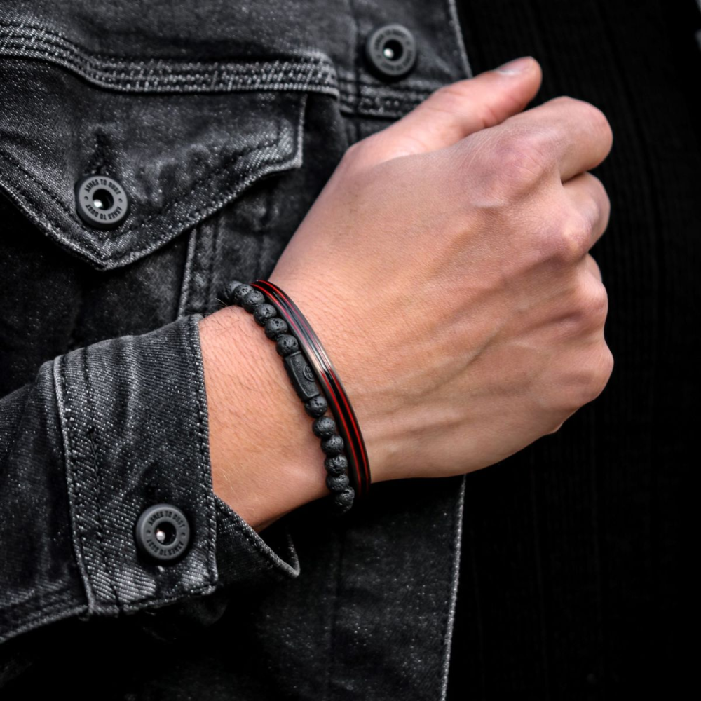 Full Metal Bangle - Bangle Black Red Lines