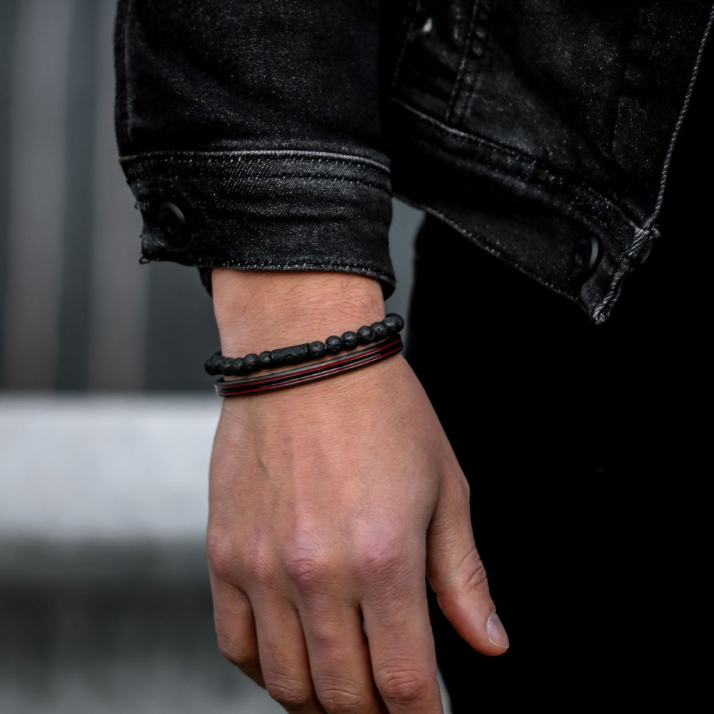Full Metal Bangle - Bangle Black Red Lines