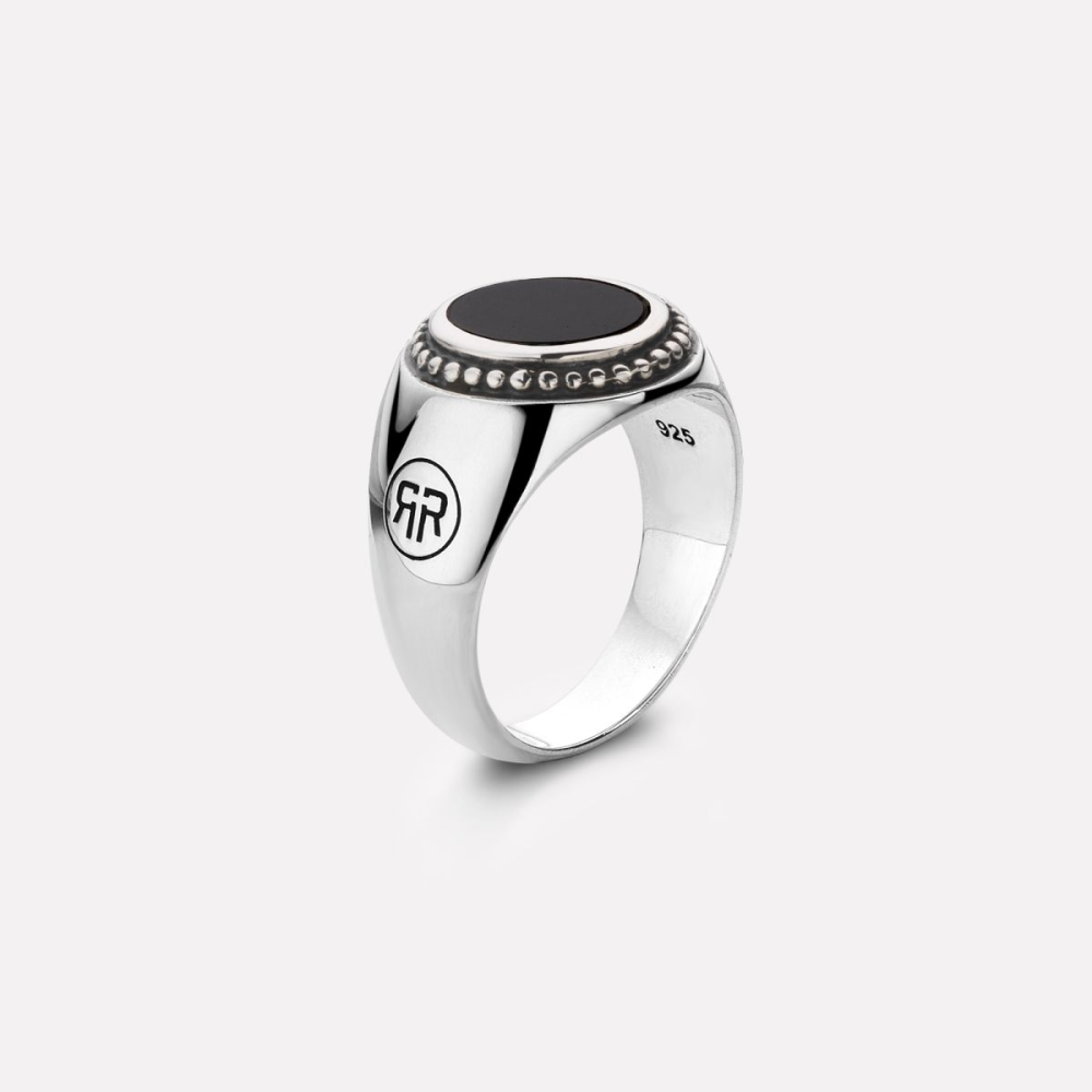 Sterling Silver Rings - Ring Women Round Onyx 