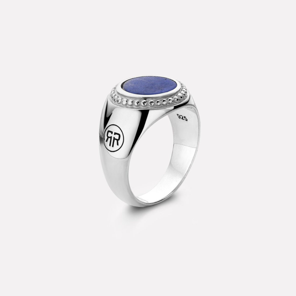 Sterling Silver Rings - Ring Women Round Lapis Lazuli 