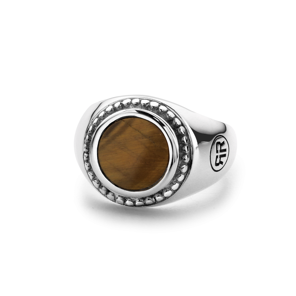 Sterling Silver Rings - Ring Women Round Tiger Eye 