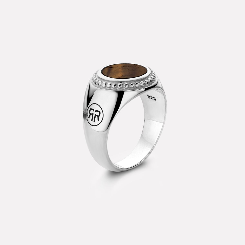 Sterling Silver Rings - Ring Women Round Tiger Eye 