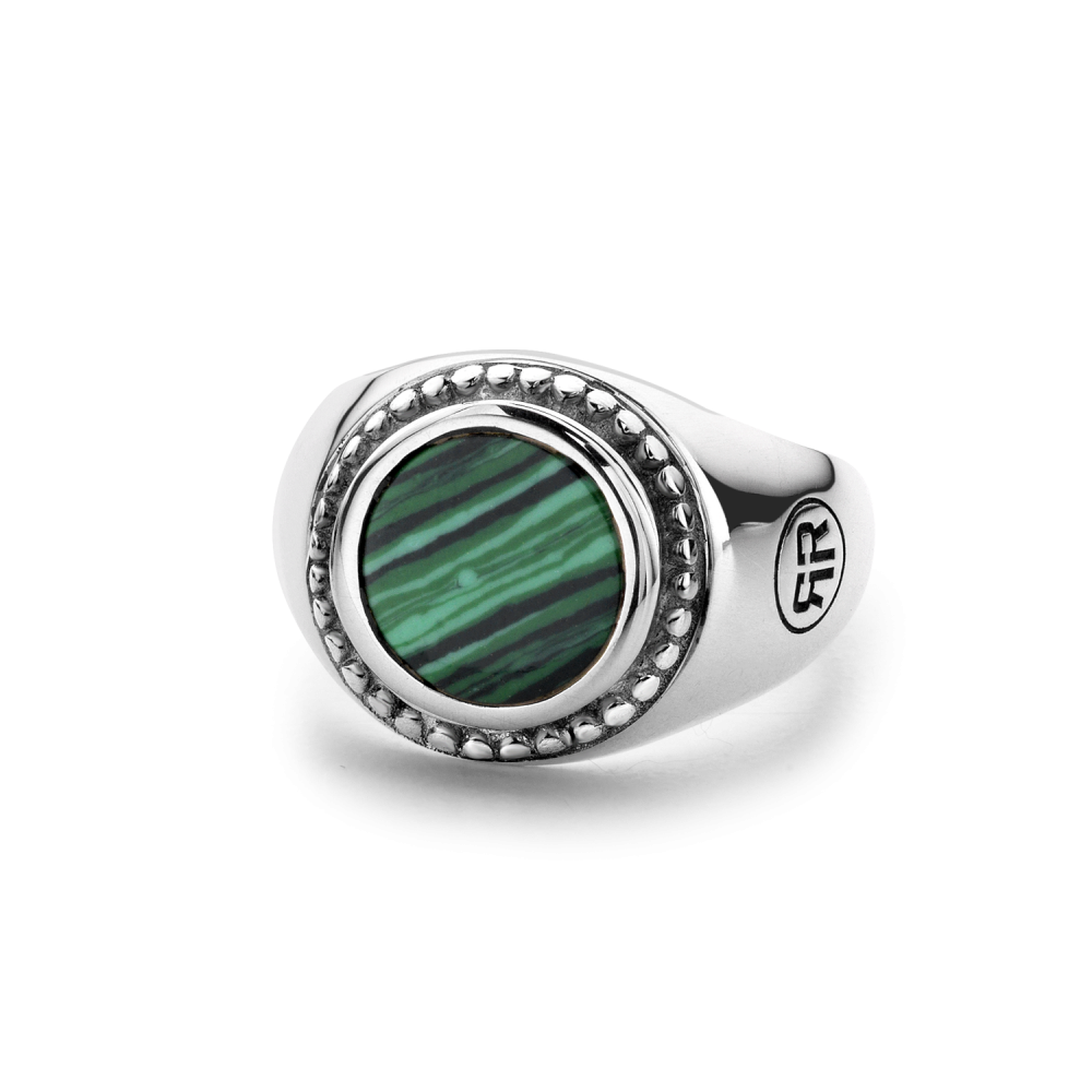 Sterling Silver Rings - Ring Women Round Malachite 