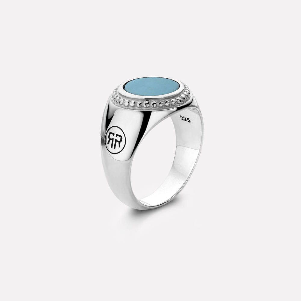 Sterling Silver Rings - Ring Women Round Turquois 