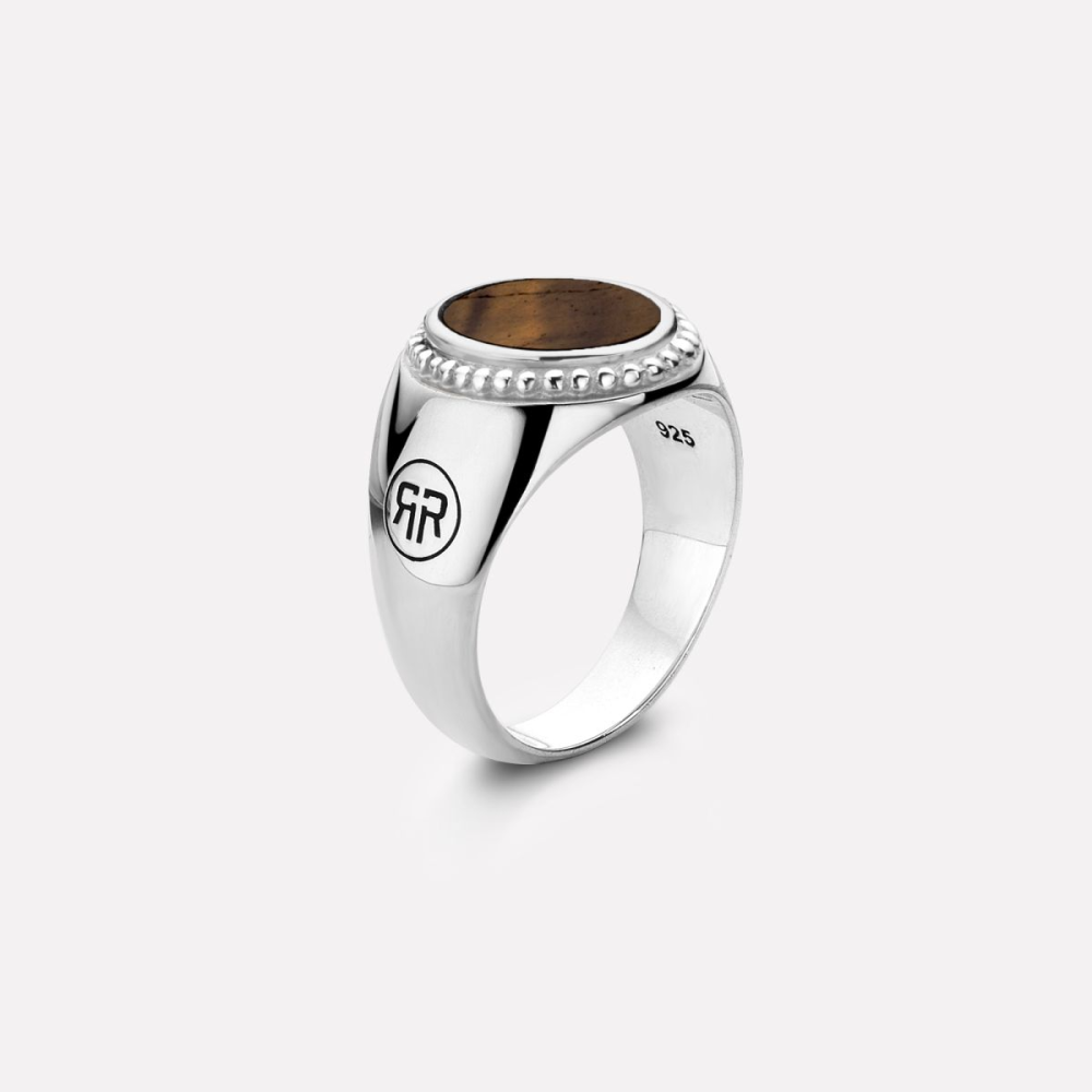 Sterling Silver Rings - Ring Women Oval Tiger Eye 