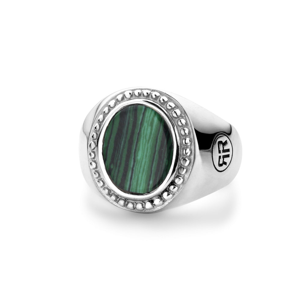 Sterling Silver Rings - Ring Women Oval Malachite 