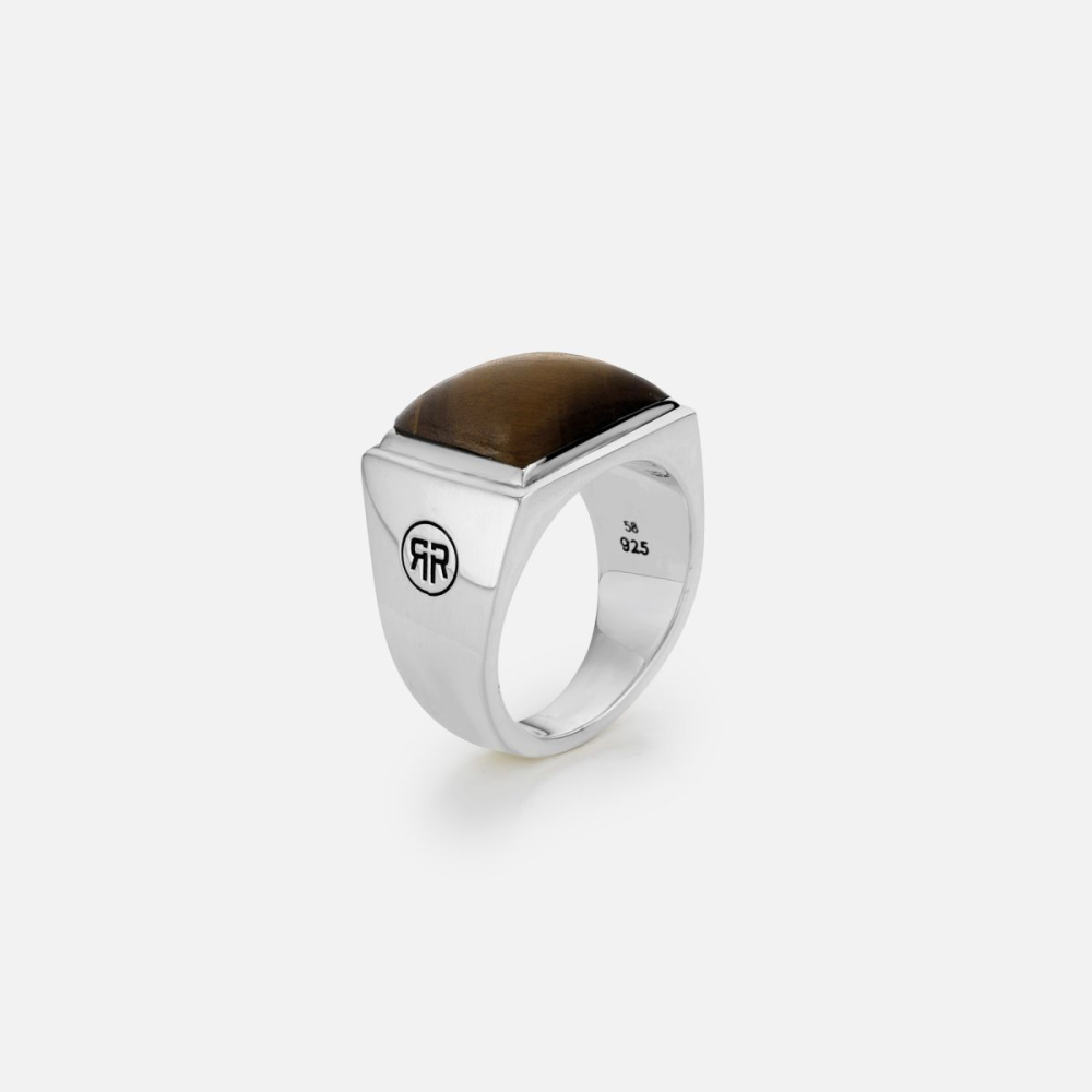 Sterling Silver Rings - Ring Square Tiger Lowneck