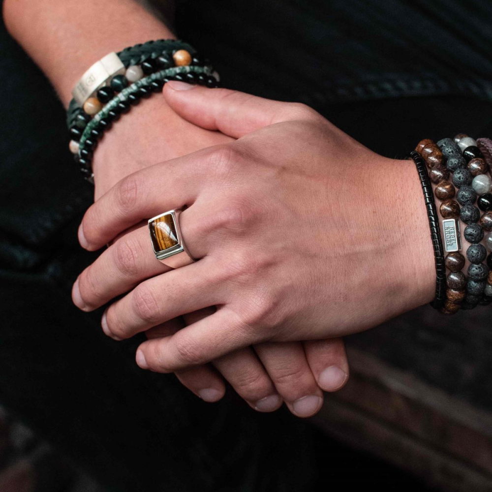 Sterling Silver Rings - Ring Square Tiger Lowneck