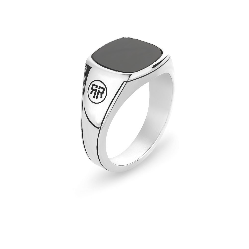 Sterling Silver Rings - Ring Square Onyx 