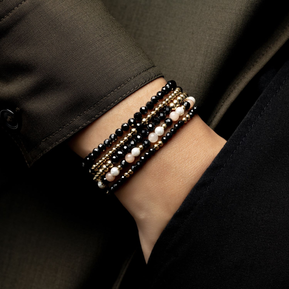 Core Clasglim Rocks Stones Only - Black & Gold-coloured Glam Rocks - 3mm | Rebel & Rose