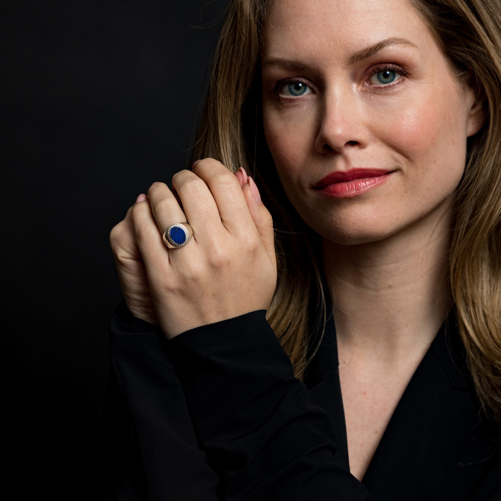 Sterling Silver Rings - Ring Women Oval Lapis Lazuli 