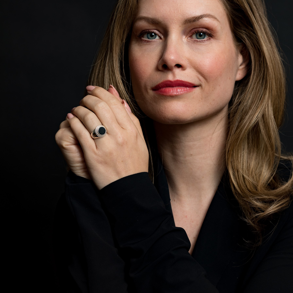Sterling Silver Rings - Ring Women Round Onyx 