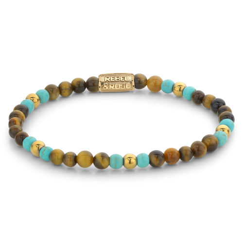 Mix Tiger Turquoise - 18 ct yellow gold ionplated