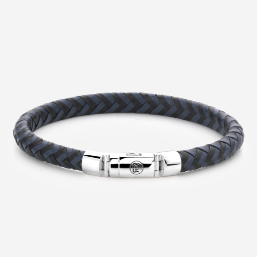 Absolutely Leather - Half Round Braided Black-Blue