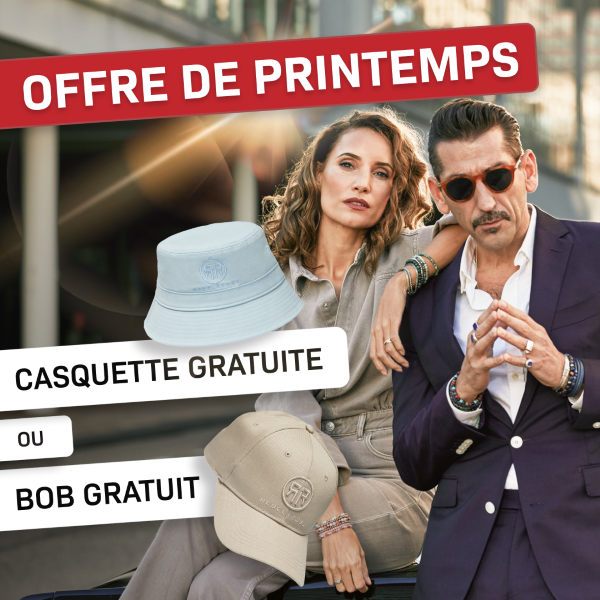 Si vous complétez votre commande jusqu'à 89,00 euros à votre commande, vous pouvez choisir une casquette ou un chapeau gratuit.