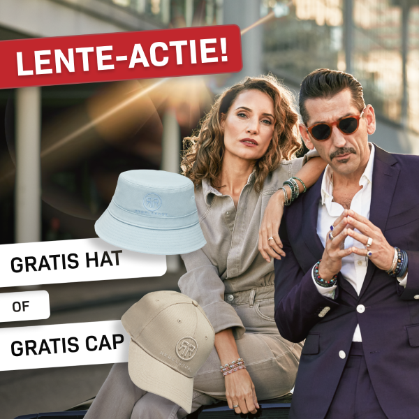 Als je je bestelling aanvult tot 89,00 euro, kan je een gratis cap of hat uitkiezen.